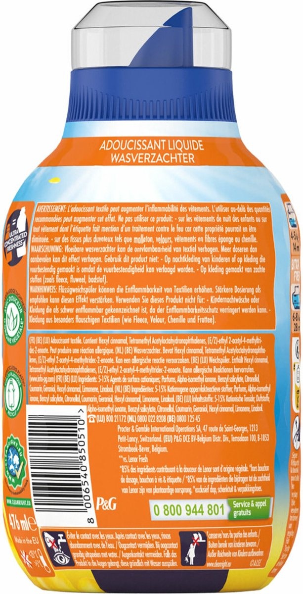 Adoucissant Fraîcheur Matinale Fresh Air LENOR : le bidon de 476mL