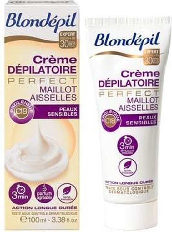 Blondépil Haarentfernungscreme für perfekte Bikinizone und Achselhöhlen – für empfindliche Haut, 100 ml