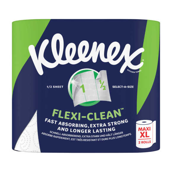 Papier essuie-tout Kleenex - Essuie-tout Flexi Clean - 2 rouleaux Maxi XL