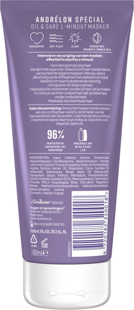 Andrelon 1 Minute Wow Masque Huile & Soin 180 ml