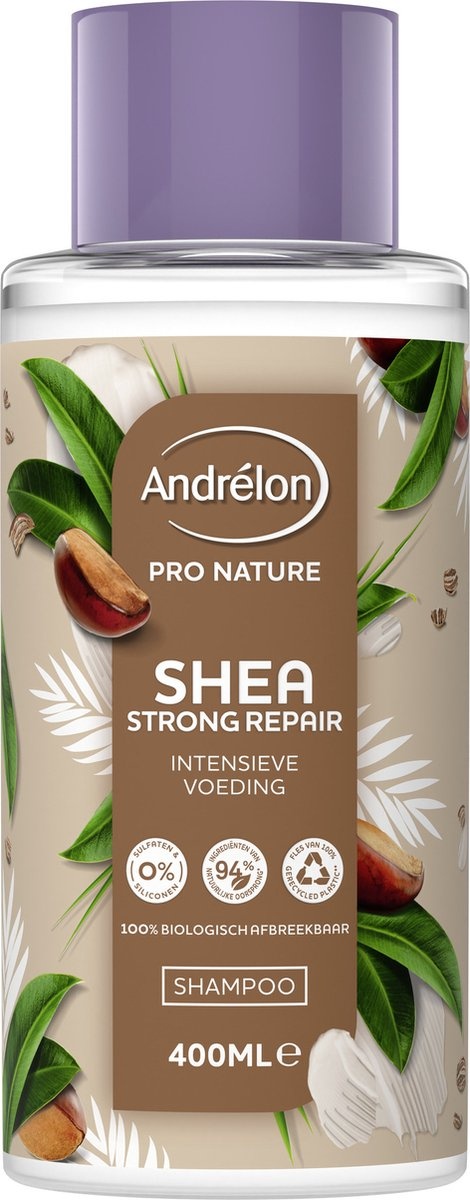 Andrélon Pro Nature Shampoing Réparateur Fort Karité 400 ml