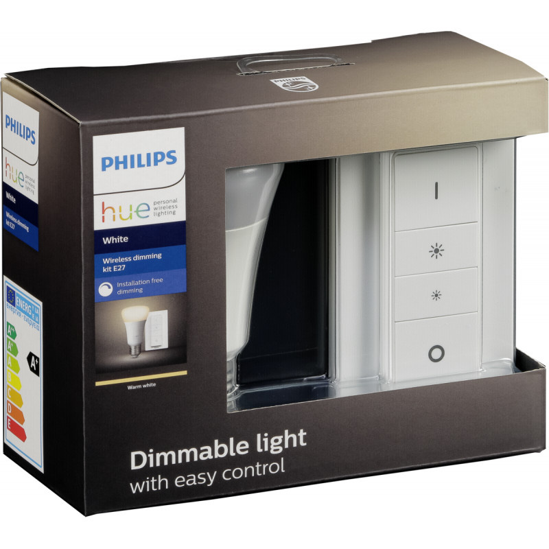 Philips Hue Kit variateur sans fil avec source lumineuse E27 - Blanc - 9W - Bluetooth - avec variateur