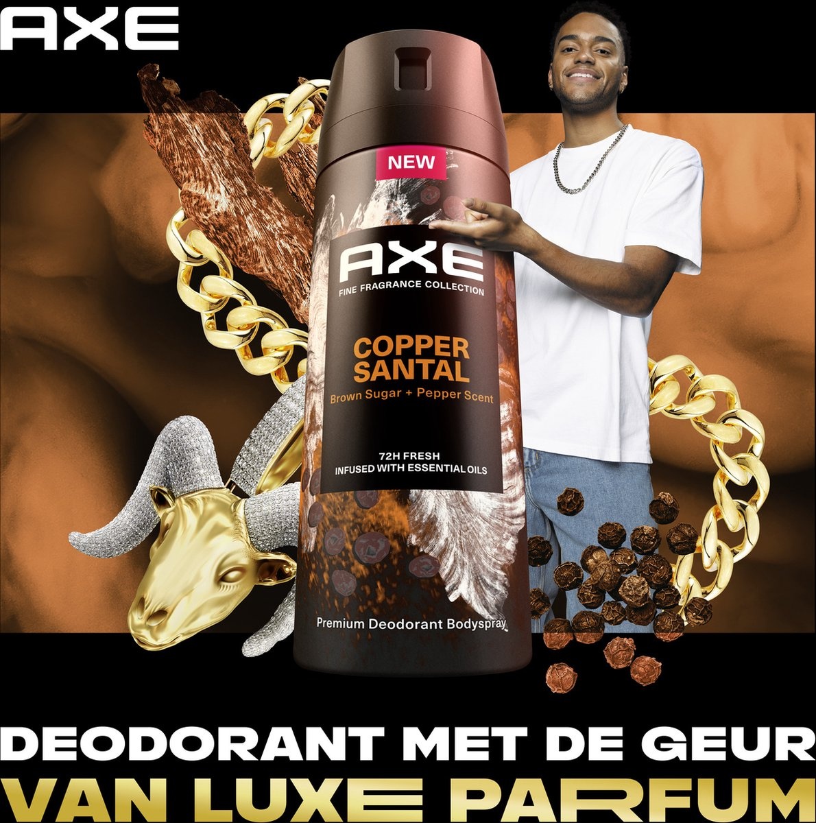 AX Fine Fragrance Collection Copper Santal - Premium Deodorant Body Spray - 150 ml