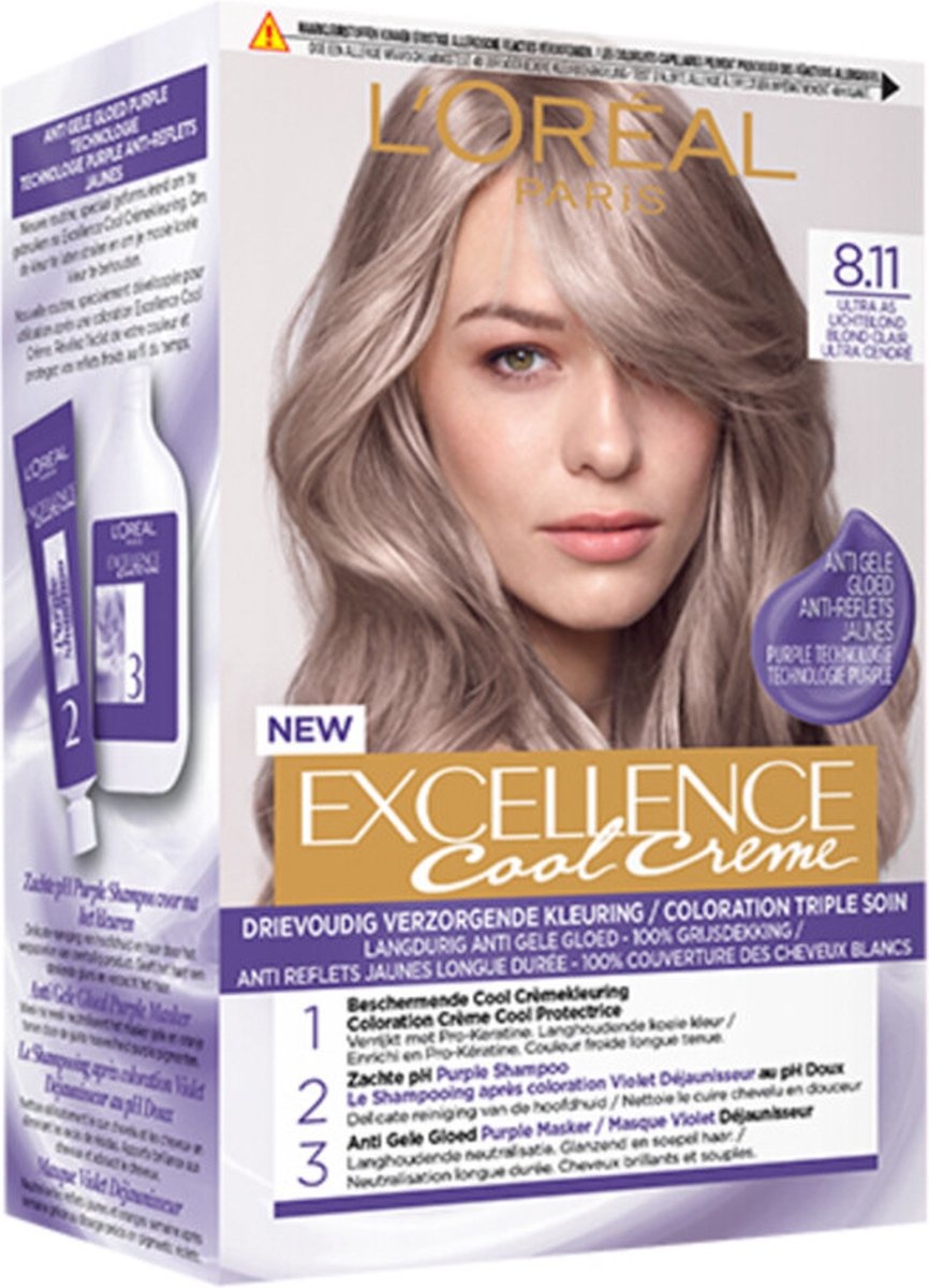 L'Oréal Excellence Cool Cream 8.11 – Ultra-Asch-Hellblond – Verpackung beschädigt