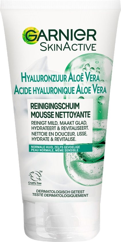 Garnier SkinActive Mousse Nettoyante Visage à l'Acide Hyaluronique et à l'Aloe Vera 150 ml