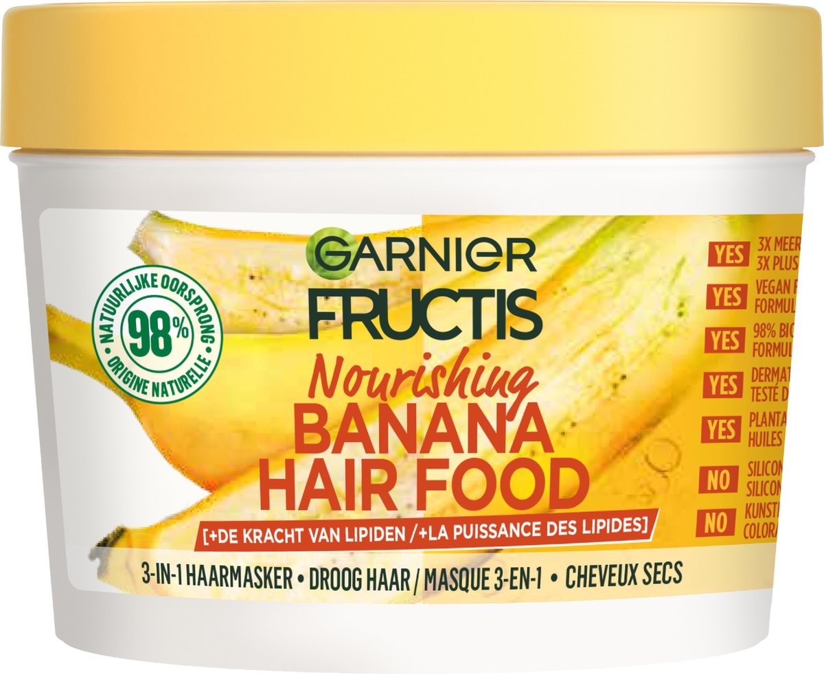Garnier Fructis Hair Food Banana 3-in-1 nährende Haarmaske – trockenes Haar – 400 ml