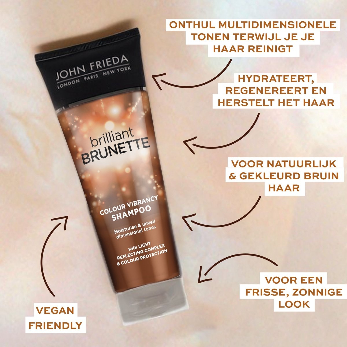 John Frieda - Shampooing hydratant pour cheveux colorés Brilliant Brunette Color Protecting (Shampooing hydratant) - 250ml