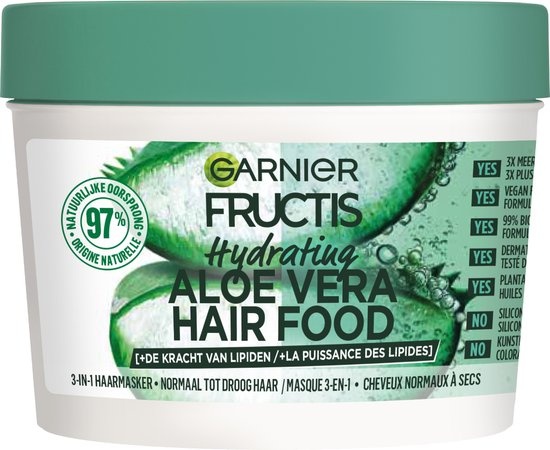 Garnier Fructis Hair Food Aloe Vera feuchtigkeitsspendende 3-in-1-Haarmaske – normales bis trockenes Haar – 400 ml