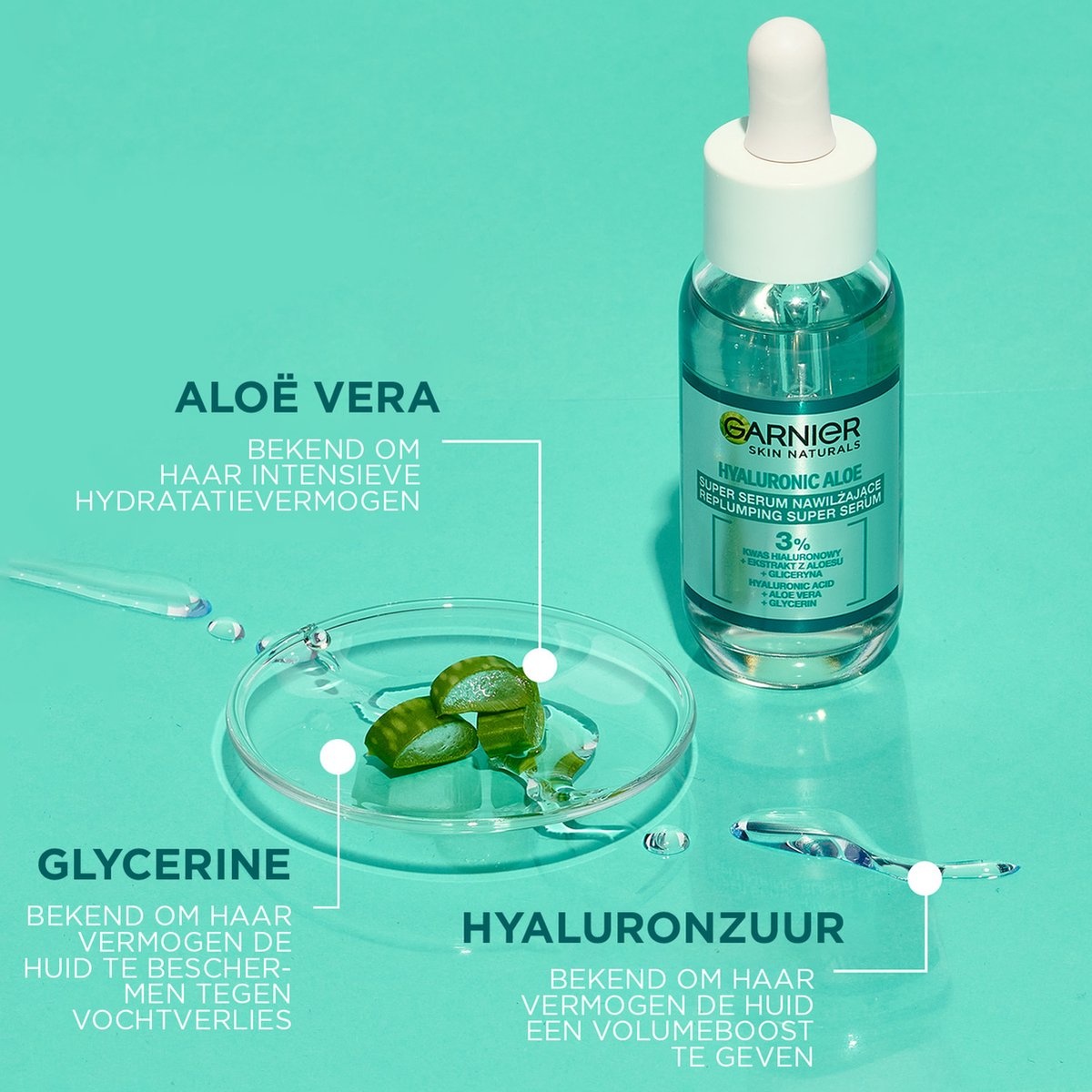 Garnier SkinActive Sérum hydratant à l'acide hyaluronique et à l'aloe vera 30 ml - Emballage endommagé