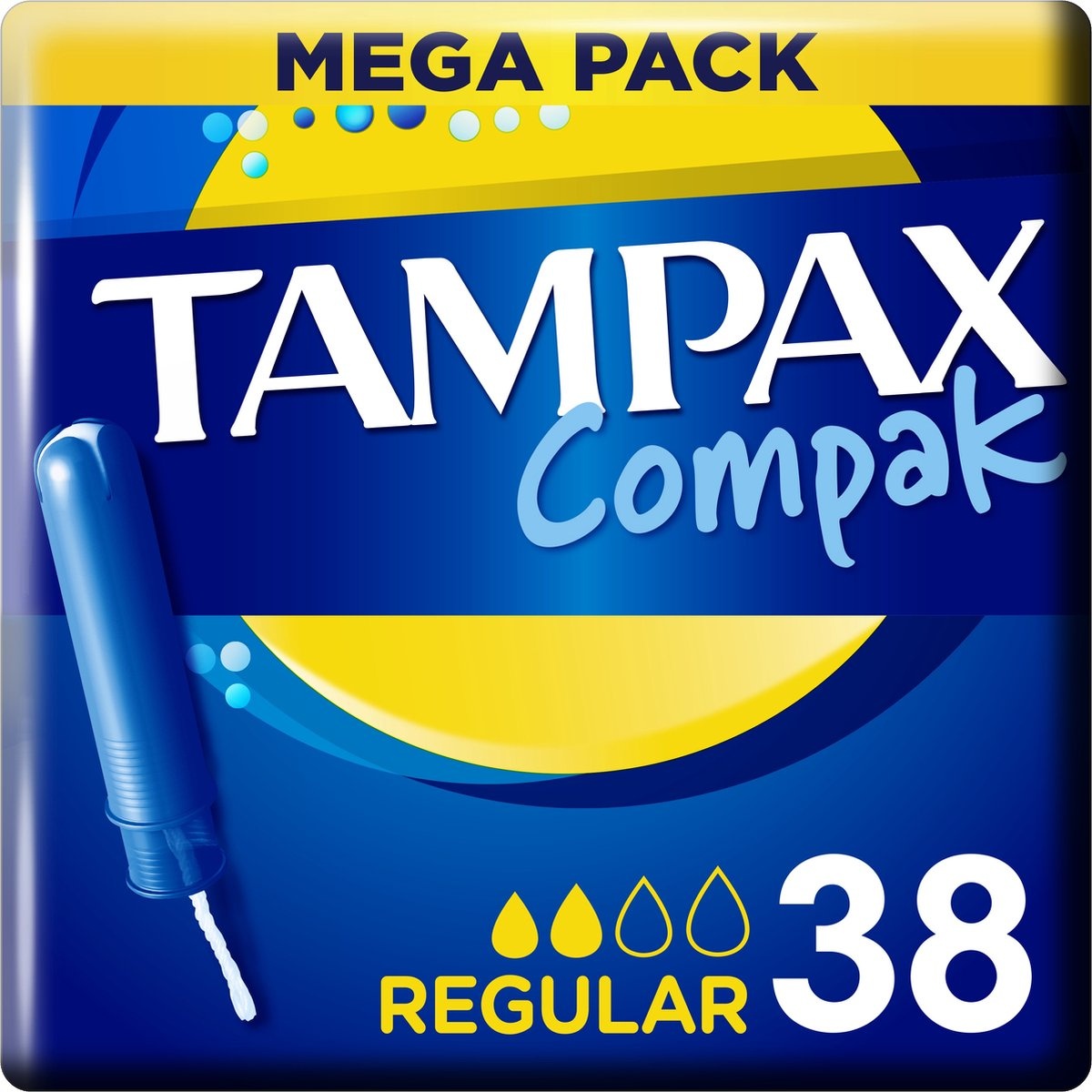 Tampax Compak Regular Tampons - With Insertion Sleeve - 38 pieces