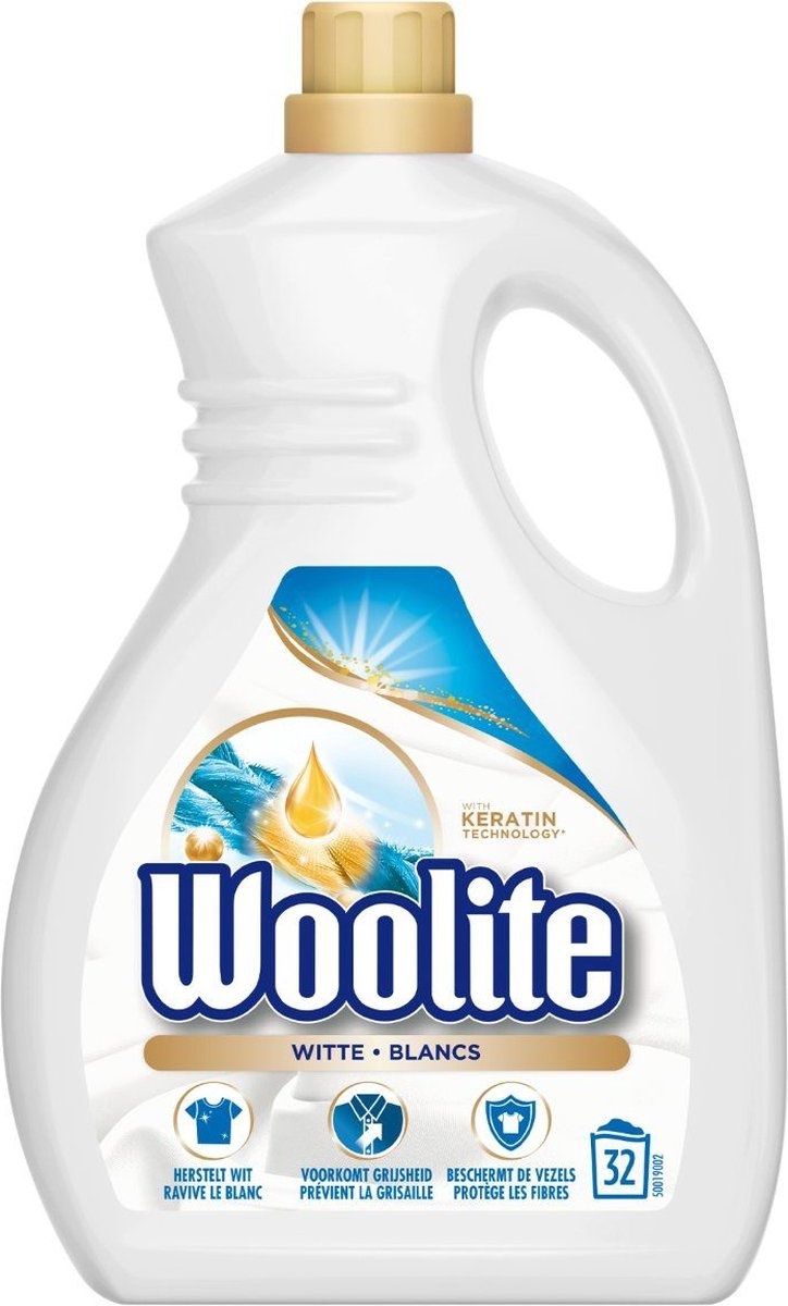 Détergent blanc Woolite à la kératine - 32 lavages - 1,9 L