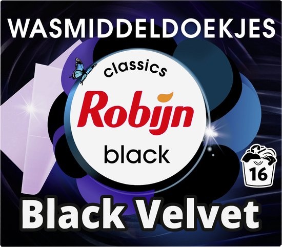 Robijn Classics Black Velvet Wasmiddeldoekjes 16 wasstrips - Verpakking beschadigd