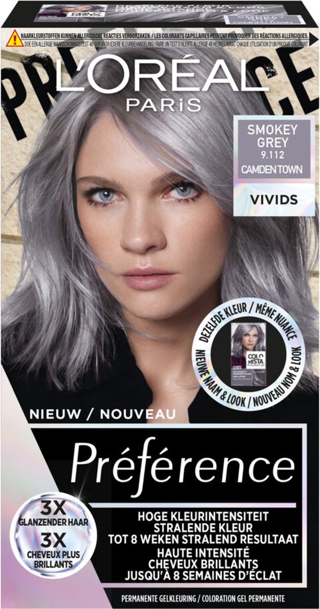 L'Oréal Paris Préférence Vivids 9.112 - Smokey Grey Camden Town - Coloration Permanente - Emballage endommagé