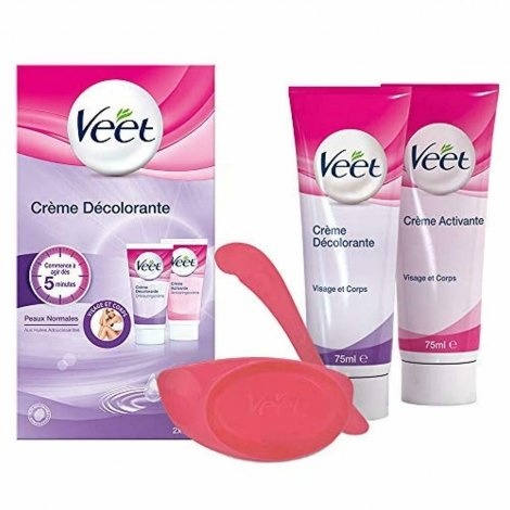 Veet Décoloration Cheveux Visage et Corps - 2 x 75 ml - Emballage endommagé