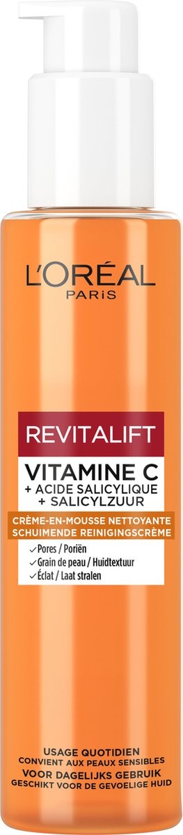 L'Oréal Revitalift Clinical Schuimende Reinigingscrème met Vitamine C* en Salicylzuur Gezichtsreinger 150 ml - Pompje ontbreekt