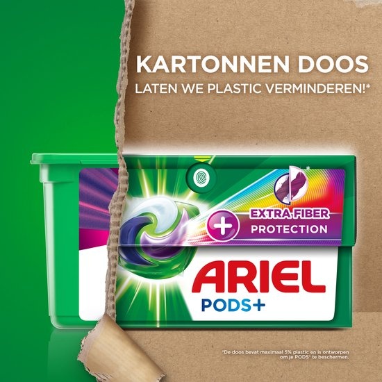 Ariel Laundry Detergent Pods + Extra Fiber Protection - Color - 28 Washes - Packaging damaged