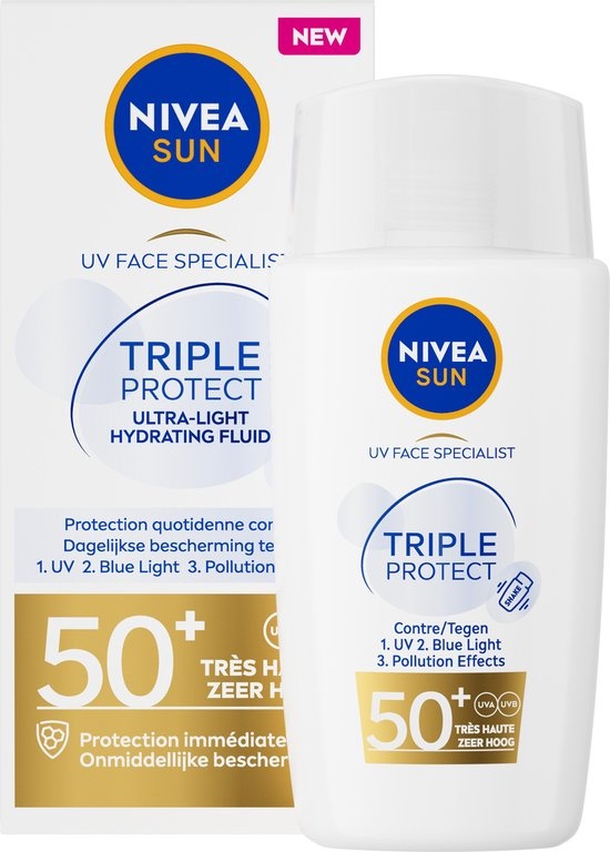 Nivea Sun Sunscreen Cream Face Triple Protect SPF 50+ 40 ml - Packaging damaged