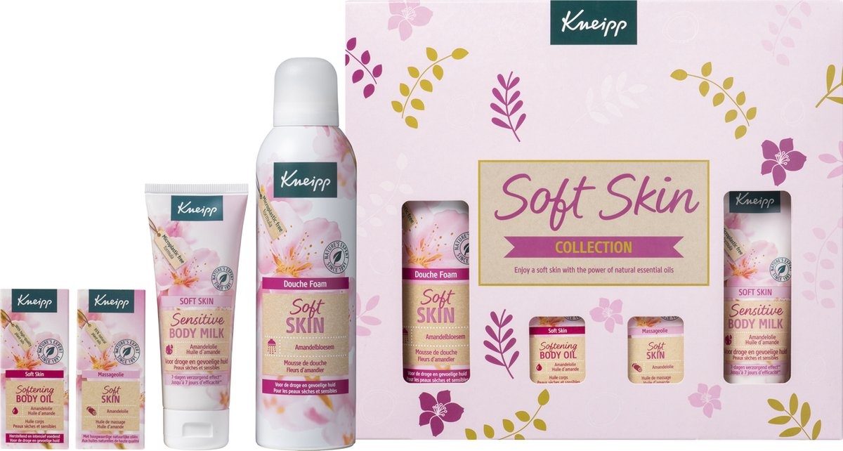 Kneipp Luxus Geschenkset - Soft Skin - Mandelblüte - Geschenkverpackung - Geschenkset - Inhalt 200 ml + 75 ml + 2 x 20 ml - Verpackung beschädigt