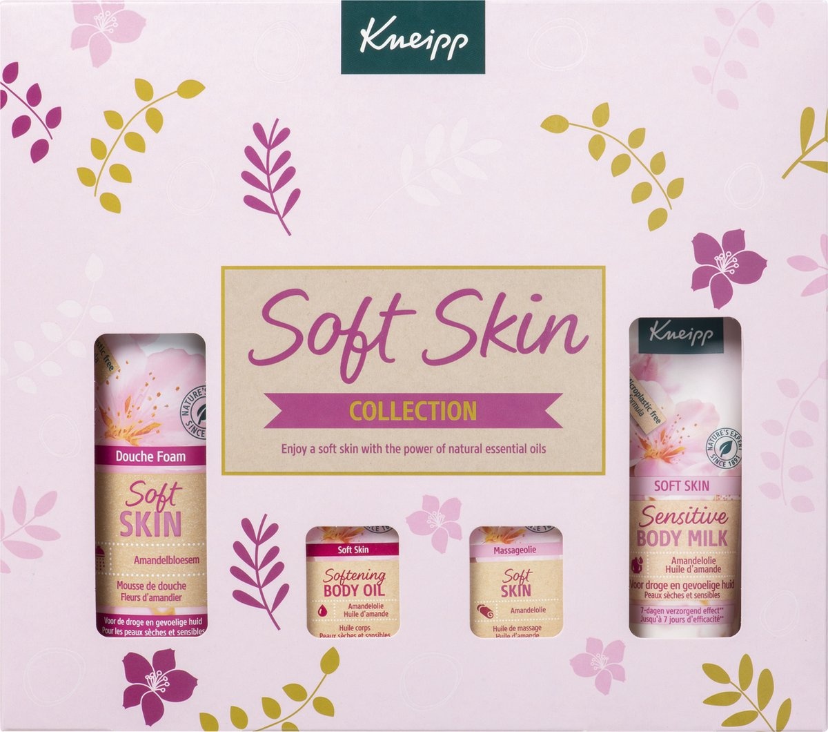 Kneipp Luxe Geschenkset - Soft Skin - Amandelbloesem - Cadeauverpakking - Giftset - Inhoud 200 ml + 75 ml + 2 x 20 ml - Verpakking beschadigd