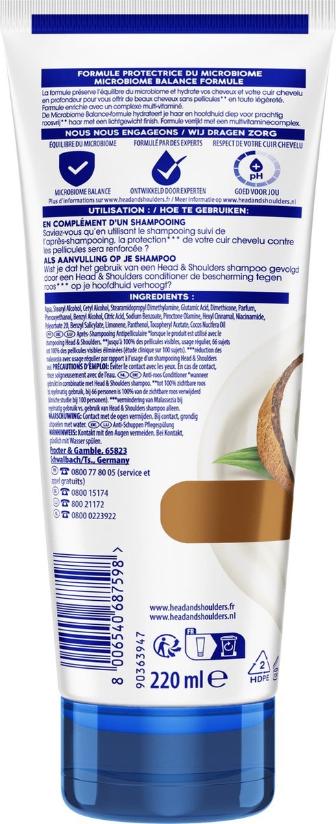 Head & Shoulders Intense Hydration - Anti-Dandruff - Conditioner - Increased Anti-Dandruff Protection - 220ml