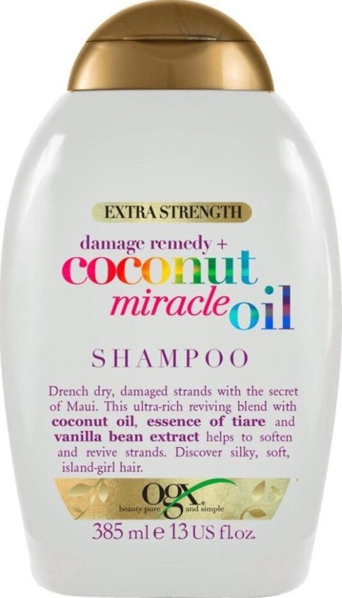Ogx Extra Strength Coconut Miracle Oil Shampoo - vrouwen - Voor Beschadigd haar/Droog haar/Normaal haar - 385 ml