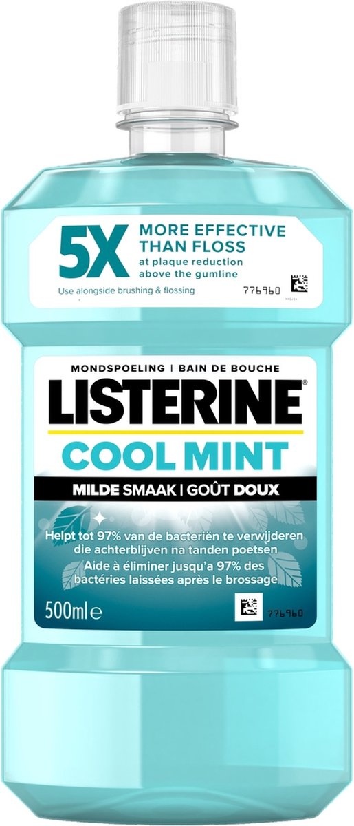Listerine Mundwasser Cool Mint Milder Geschmack ohne Alkohol 500 ml