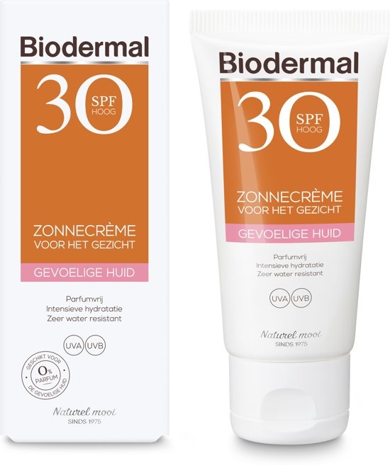 Crème solaire visage - SPF 30 - Peaux sensibles - 50ml - Emballage endommagé