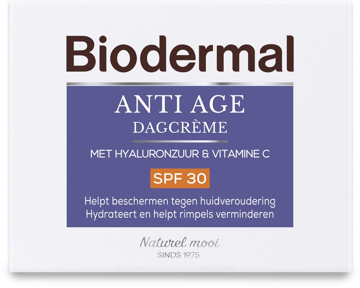 Biodermal Anti Age Tagescreme – LSF30 – Tagescreme mit Hyaluronsäure und Vitamin C gegen Hautalterung – 50 ml