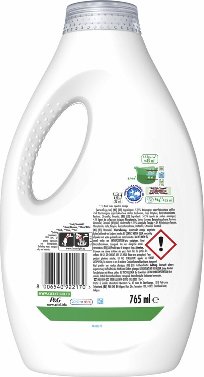 Ariel Liquid Detergent - Color + Touch Of Lenor Unstoppable - 0,8 litre/16  washes