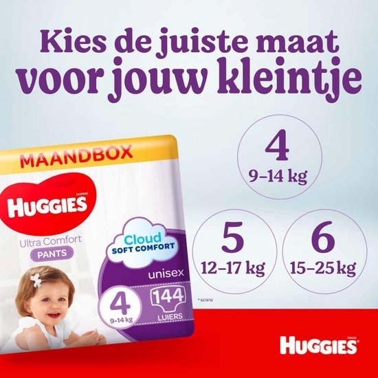 Huggies Pants - Ultra Comfort - unisex - maat 4 (9 tot 14 kg) - 144 stuks - beschadigde verpakking