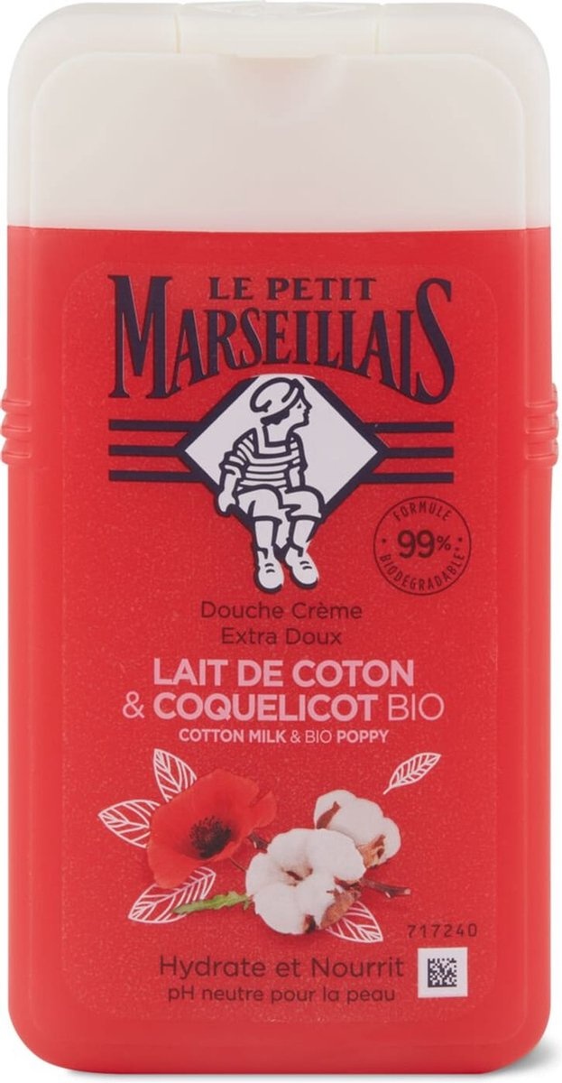 Le Petit Crème de Douche Le Petit Marseillais - Lait de Coton & Coquelicot Bio 250 ml