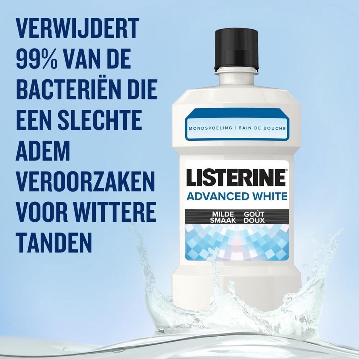 Listerine Mouthwash Advanced White Mild 500 ml - Packaging damaged