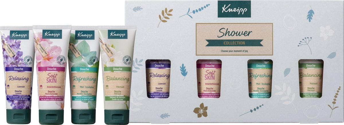 Kneipp Shower Geschenkset - Douchegel - Cadeau - Giftset - Vegan - Inhoud 4 x 75 ml - Verpakking beschadigd