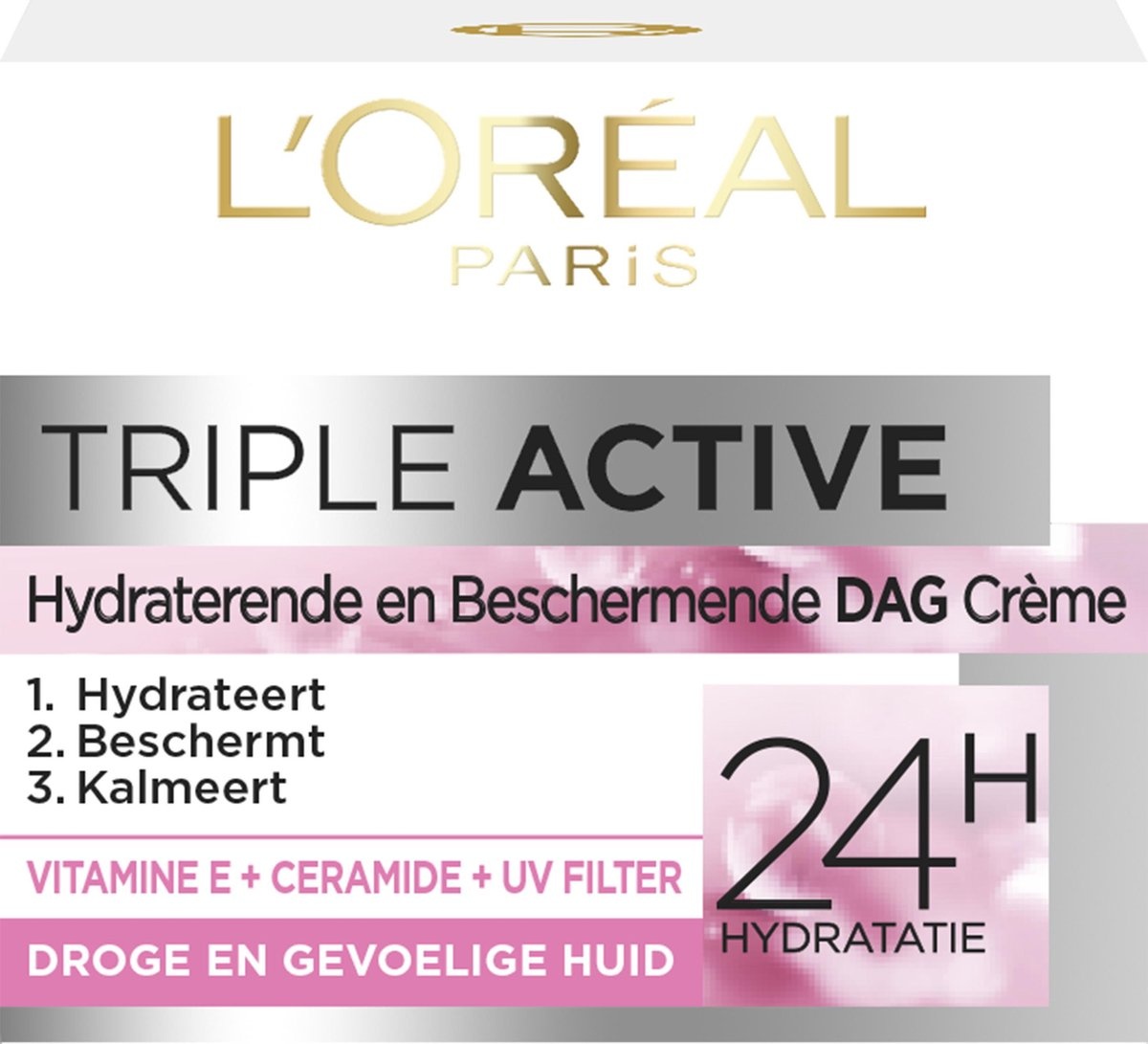 L'Oréal Paris Crème de Jour Hydratante Triple Active - Peaux Sèches et Sensibles 50 ml - Emballage endommagé