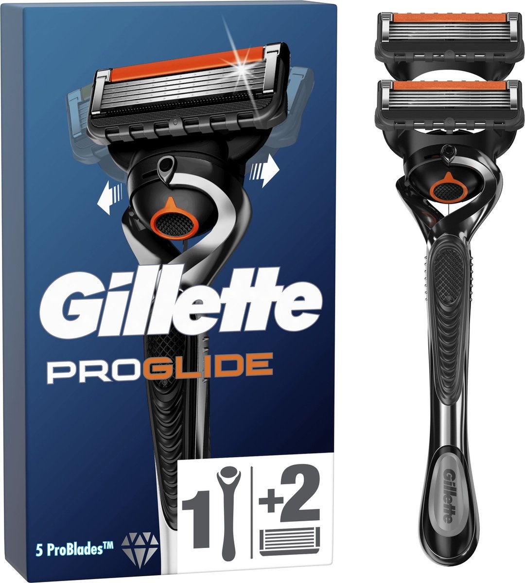 Gillette Proglide – 1 Herrenrasierer – 2 Rasierklingen – Verpackung beschädigt