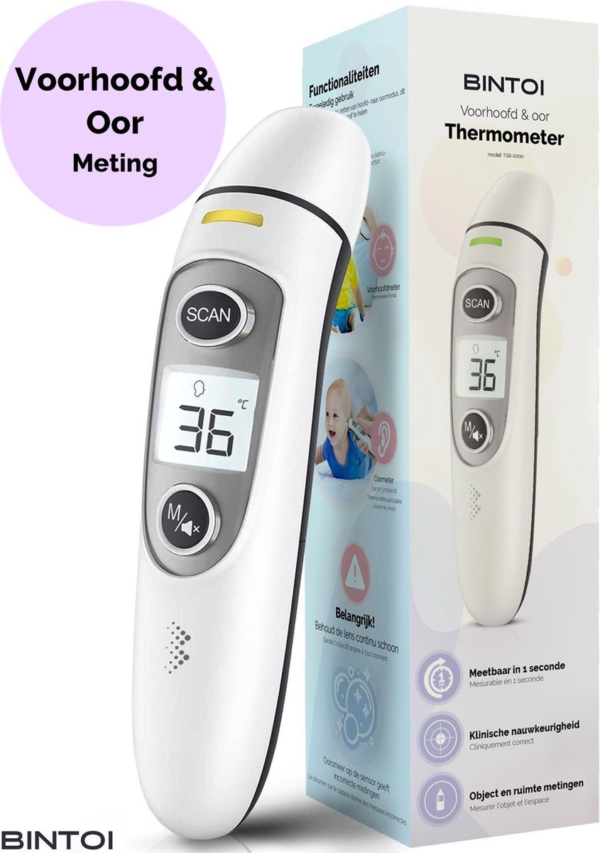 Bintoi® X200 - Forehead thermometer - Ear thermometer - Fever thermometer - packaging damaged