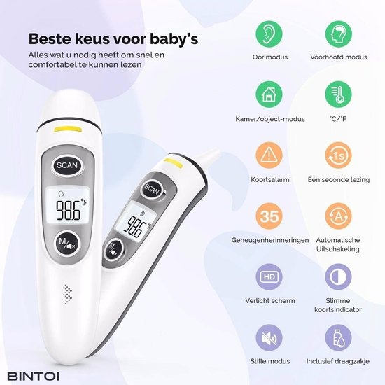 Bintoi® X200 - Forehead thermometer - Ear thermometer - Fever thermometer - packaging damaged