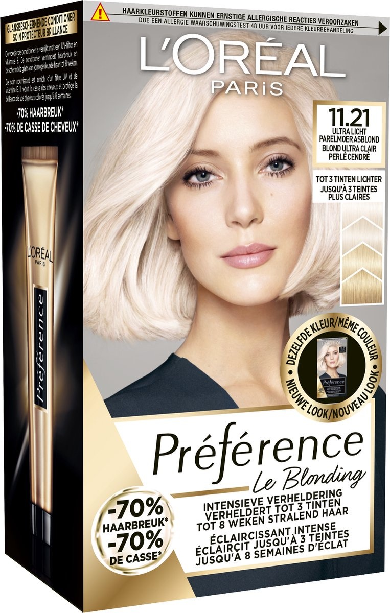 L'Oréal Paris Preference Le Blonding Ultra Licht Parelmoer Asblond 11.21 - Verhelderende Permanente Haarkleuring - Verpakking beschadigd