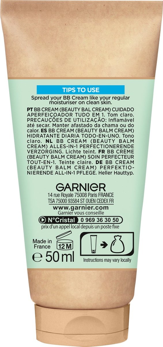 Garnier Skinactive BB Cream Sans Huile 50 ml - Emballage endommagé