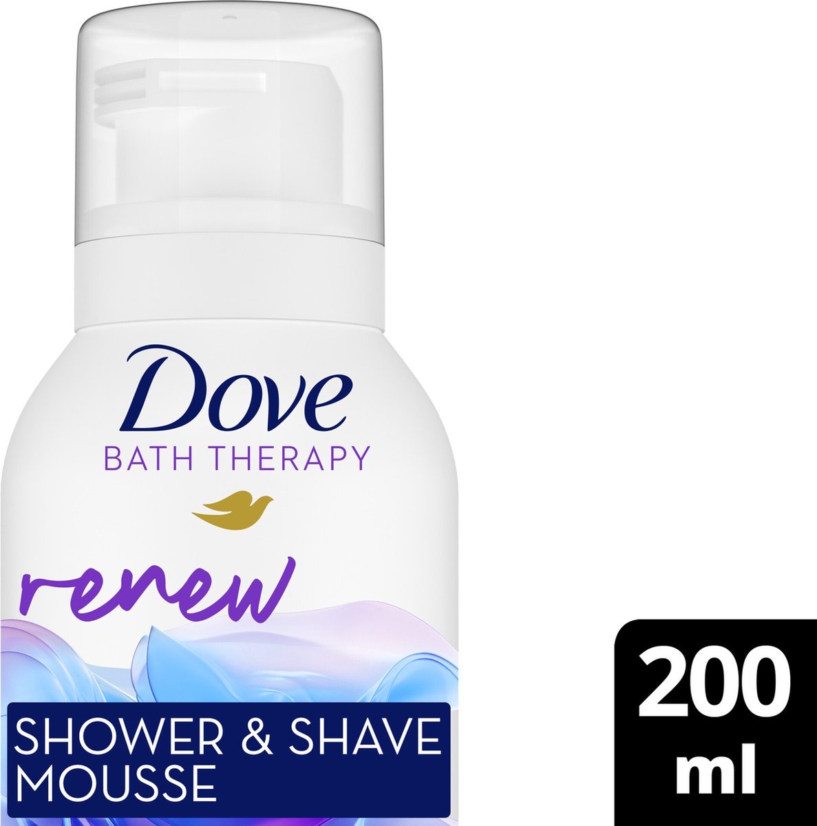 Mousse de douche et de rasage Dove Bath Therapy - Renew - avec technologie Pro-Peptide - 200 ml - Bouchon manquant