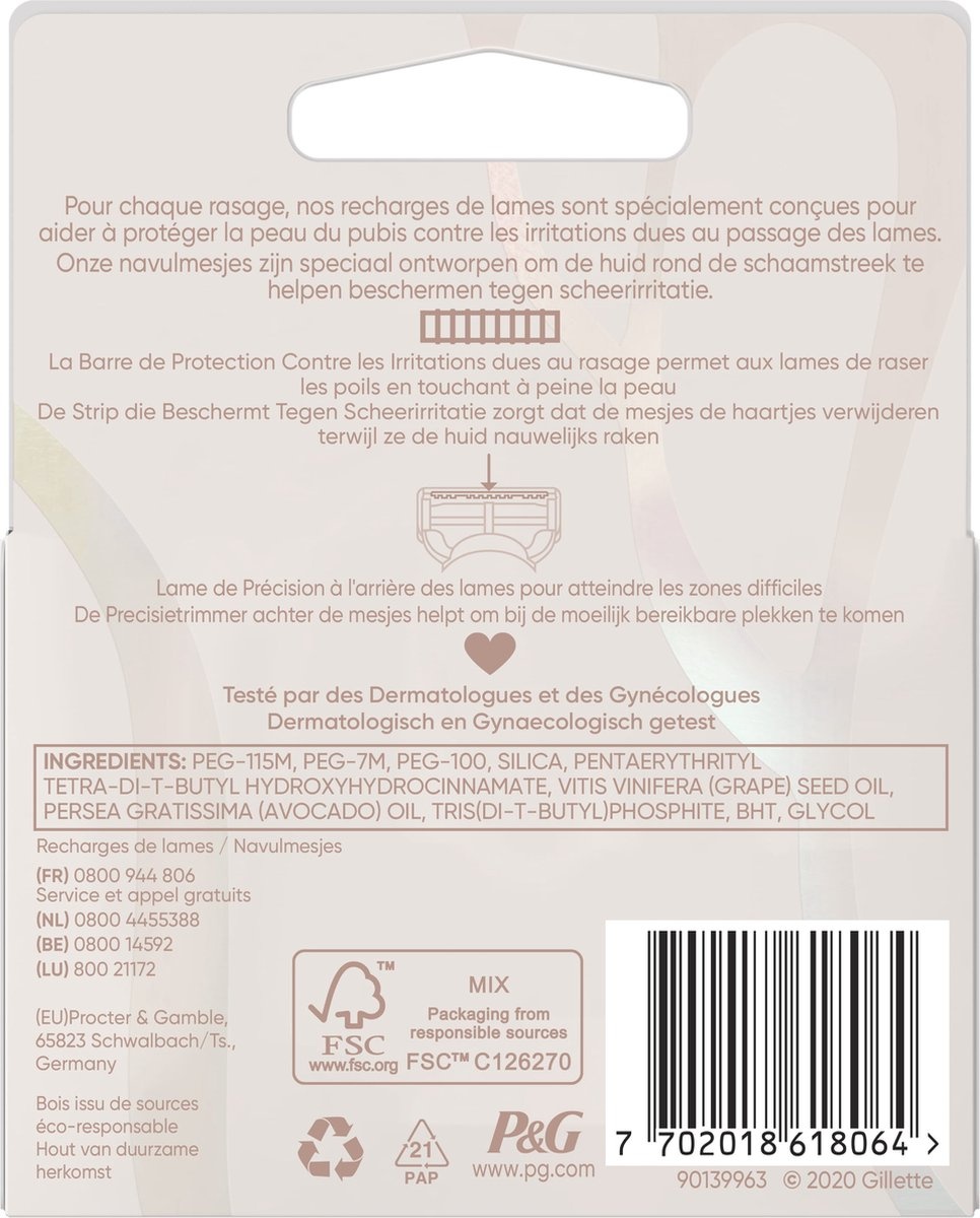 Gillette Venus Satin Care - 4 Scheermesjes - Voor Vrouwen - Voor Huid en Schaamhaar - Verpakking beschadigd