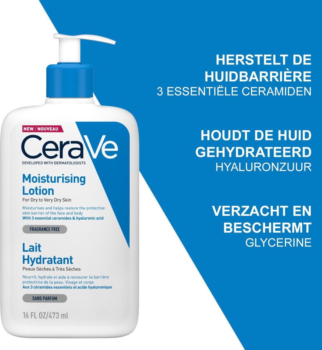 CeraVe - Lotion hydratante - pour peaux sèches à très sèches - 236ml - pompe manquante