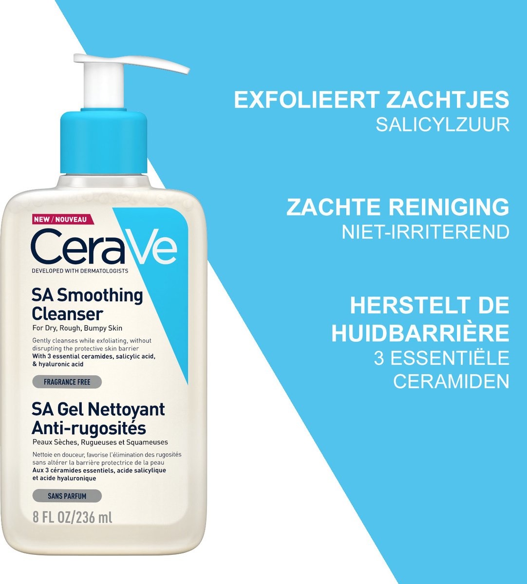 CeraVe - SA Smoothing Cleanser - Reinigungsgel - trockene bis raue Haut - 473 ml