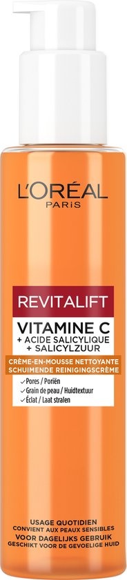 L'Oréal Paris Revitalift Clinical Schuimende Reinigingscrème met Vitamine C* en Salicylzuur - Gezichtsreiniger - 150ml