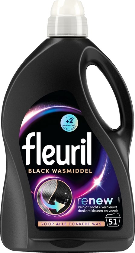 Fleuril Renew Black - Liquid Detergent - Black Laundry - Value Pack - 51 Washes