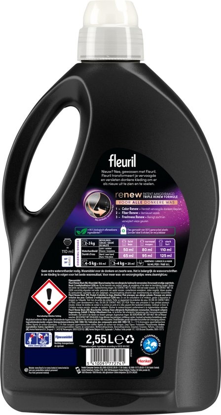 Fleuril Renew Zwart - Vloeibaar Wasmiddel - Zwarte Was - Voordeelverpakking - 51 Wasbeurten
