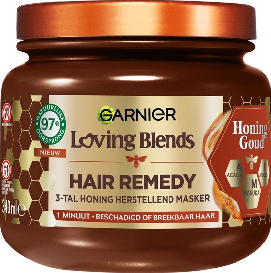 Garnier Loving Blends Honey Gold Hair Remedy Haarmaske – Reparierende Maske für geschädigtes, brüchiges Haar – 340 ml