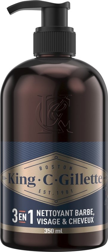 King C. Gillette Nettoyant barbe et visage pour homme - 350 ml - Emballage endommagé