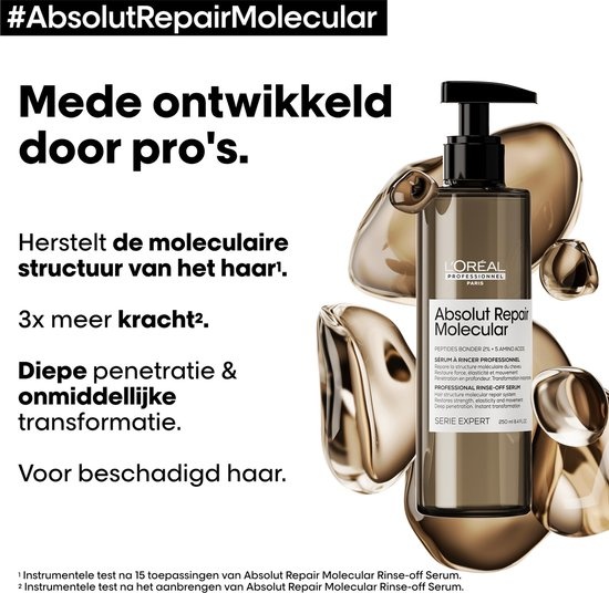 L'Oréal Professionnel Absolut Repair Molecular Rinse-off Serum – Voor beschadigd haar – 250 ml