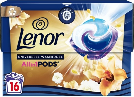 Lenor Détergent Tout-en-1 Dosettes Golden Orchid 16 pièces